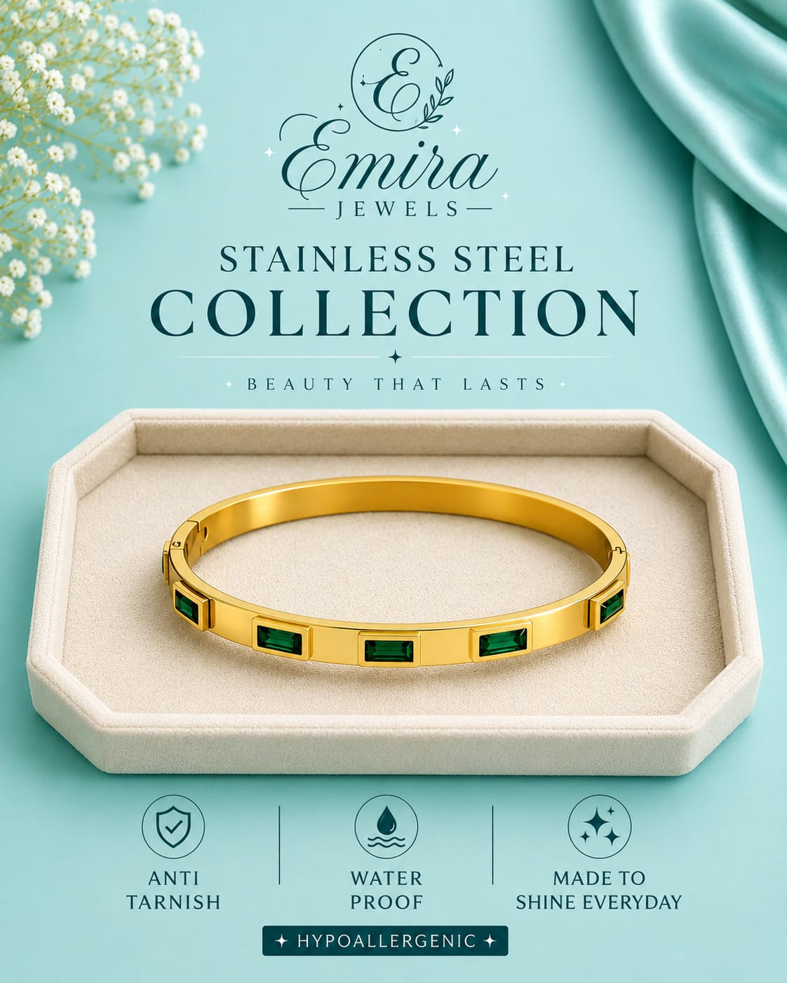 Emerald Luxe Lock Bangle