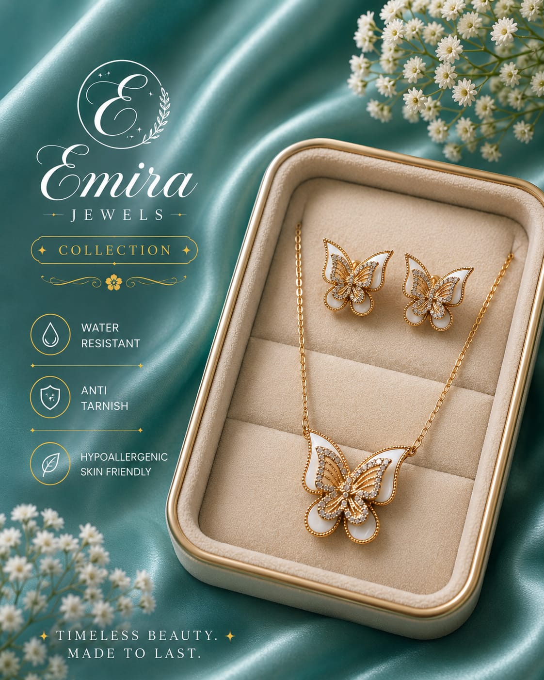 Butterfly Pearl Necklace Set