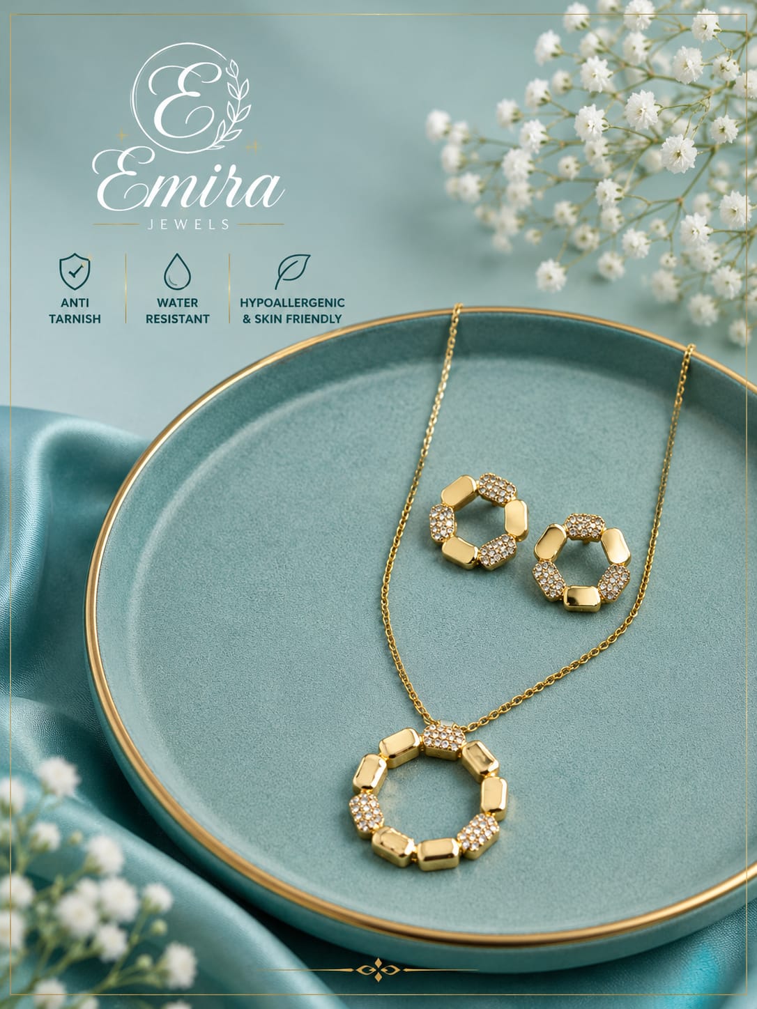 Aurora Circle Gold-Plated Jewelry Set