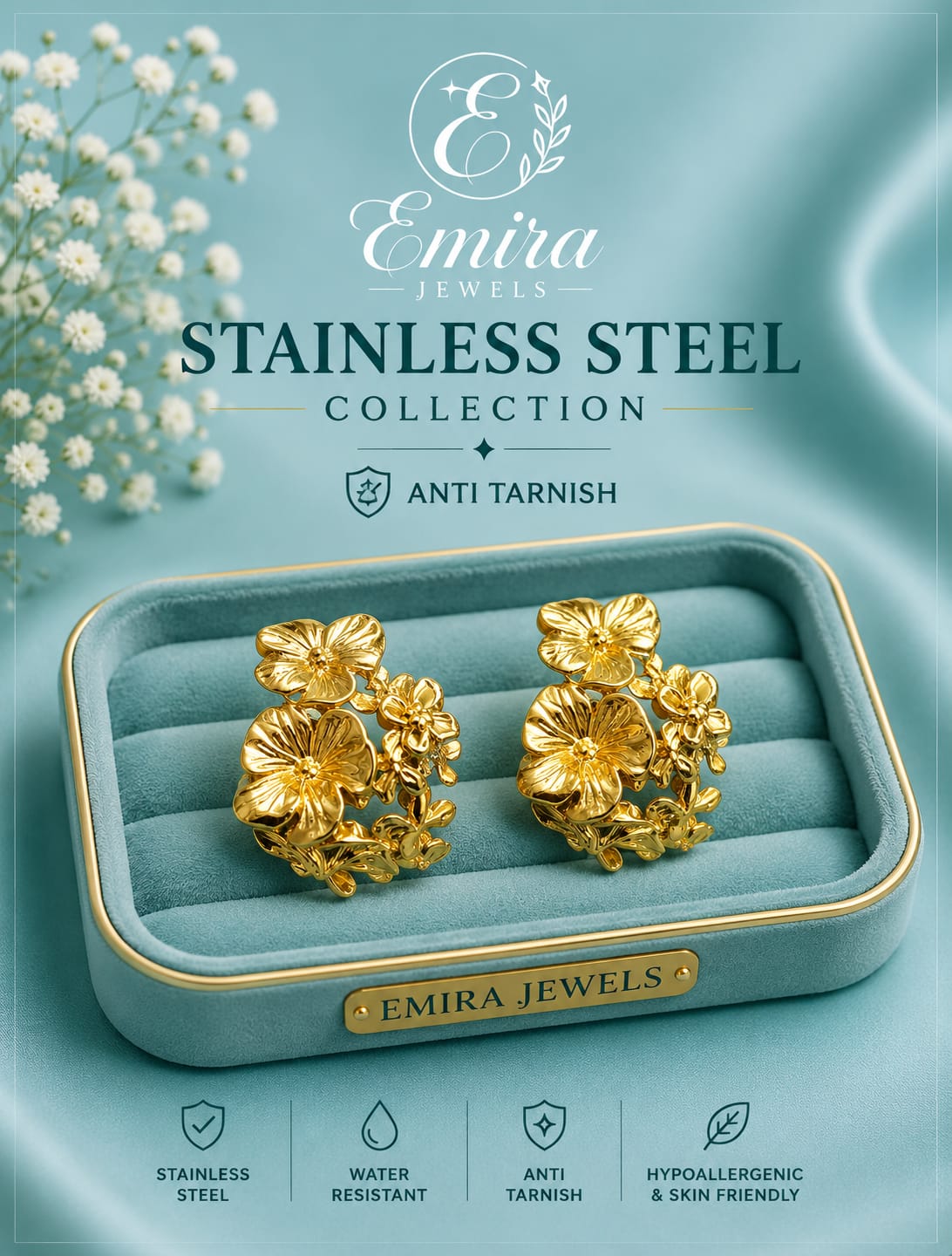 Golden Bloom Floral Earrings