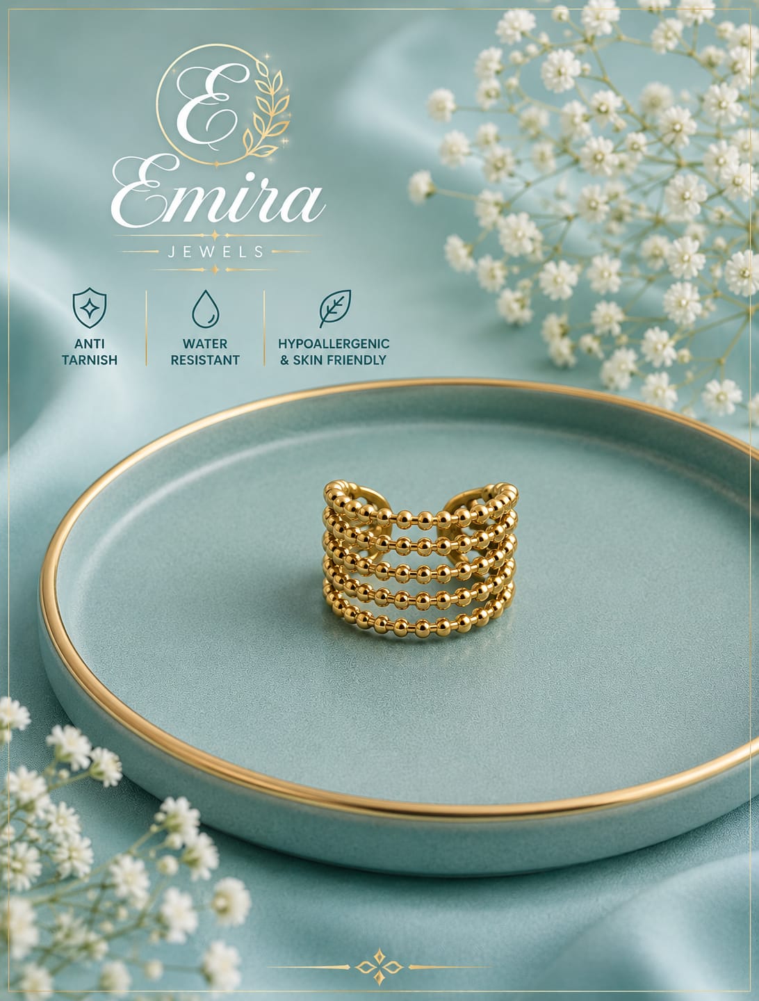 Aurora Beaded Cuff Ring