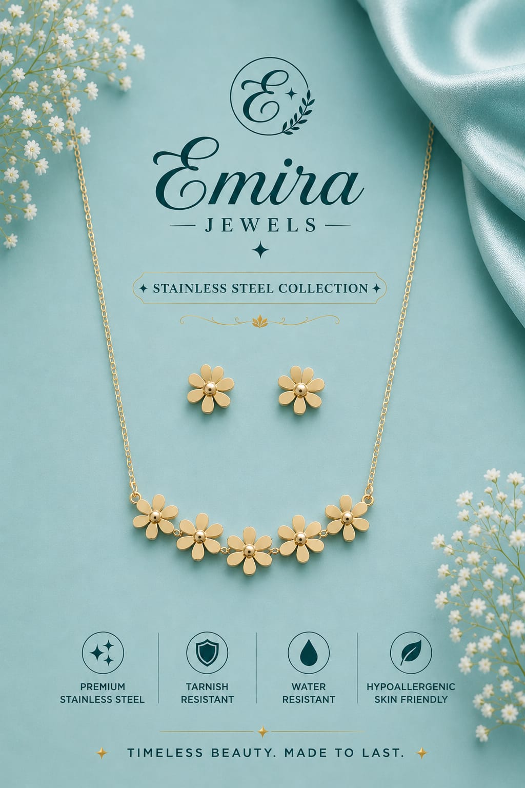Daisy Bloom Necklace & Earrings Set