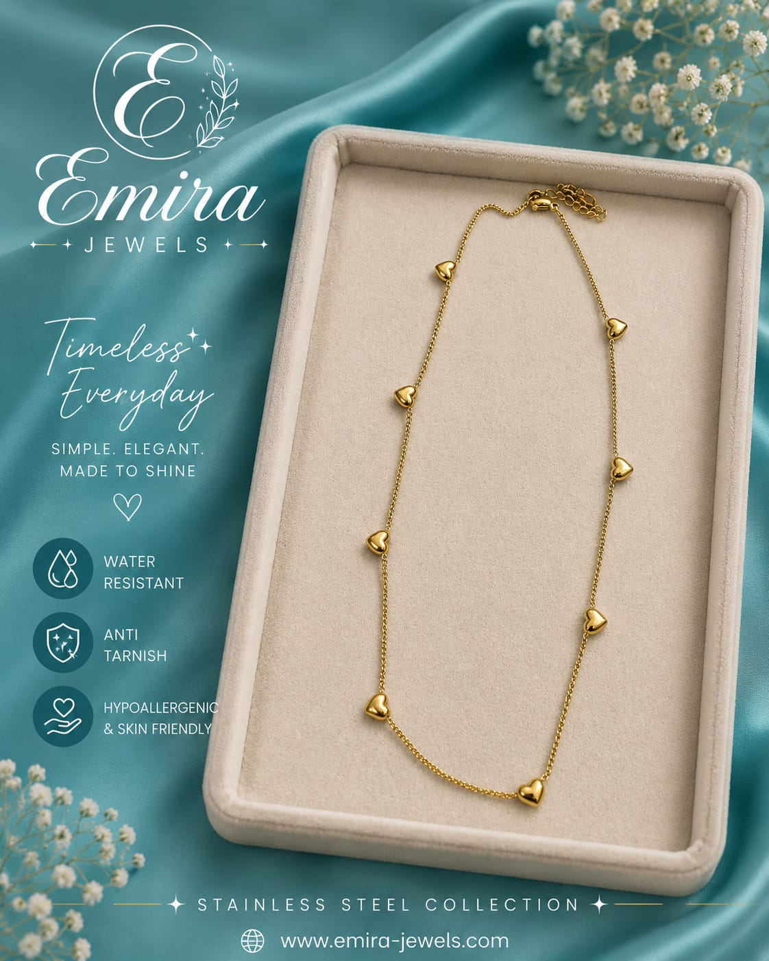 Golden Heart Charm Necklace