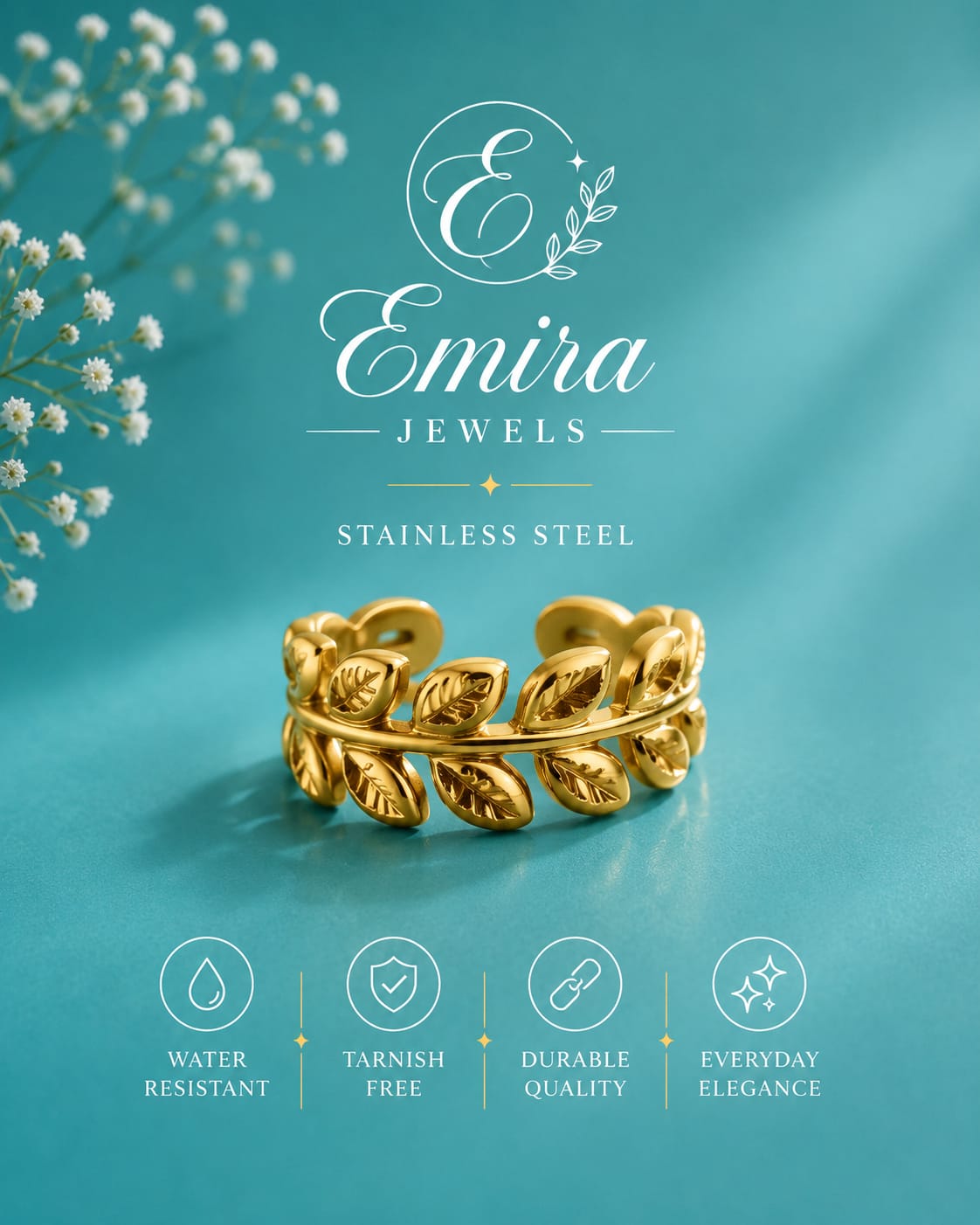 Olivia Laurel Adjustable Ring