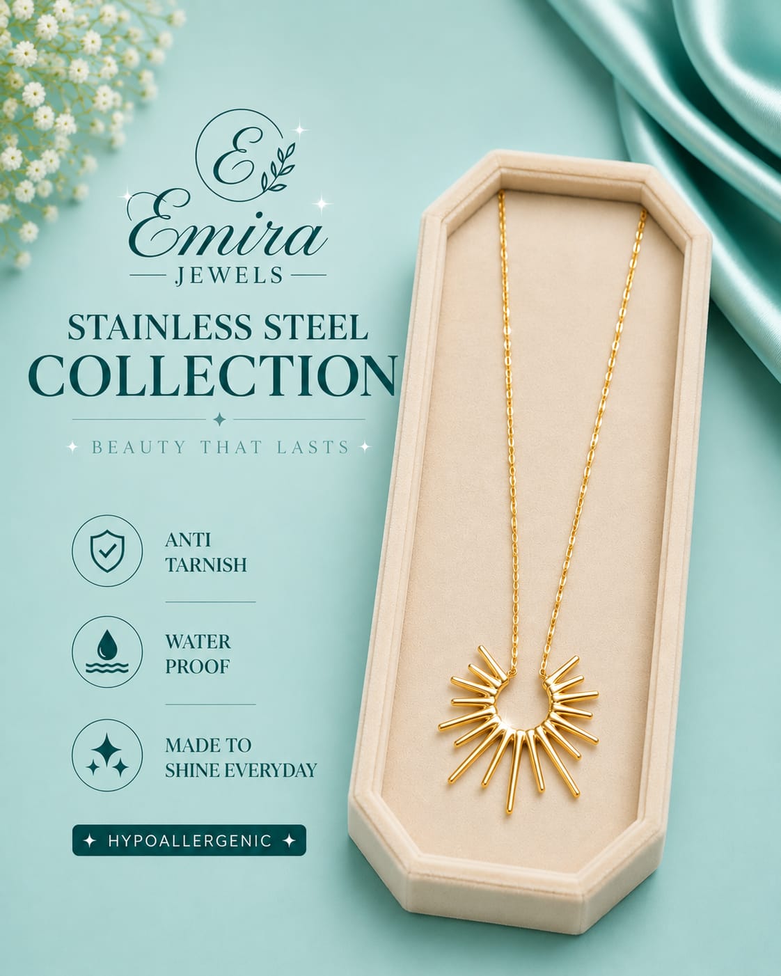 Solara Sunburst Pendant Necklace
