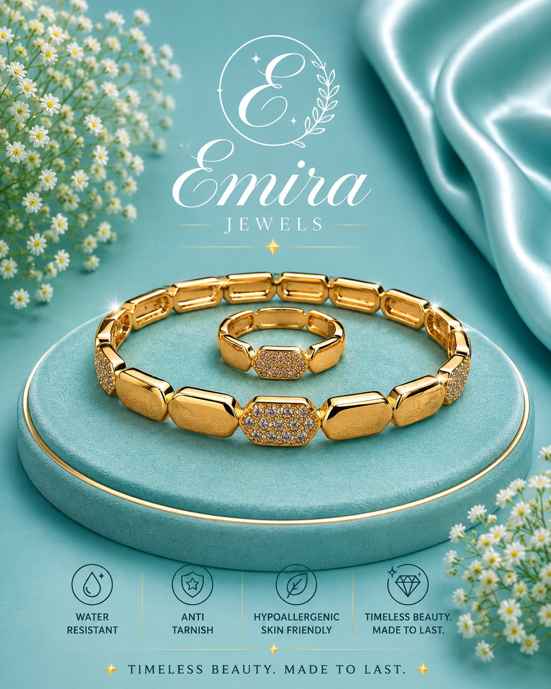 Block Gold Bangle Set