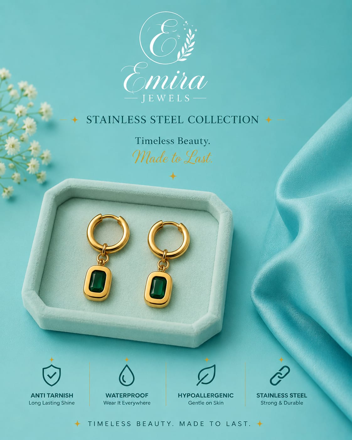 Emerald Luxe Hoop Earrings