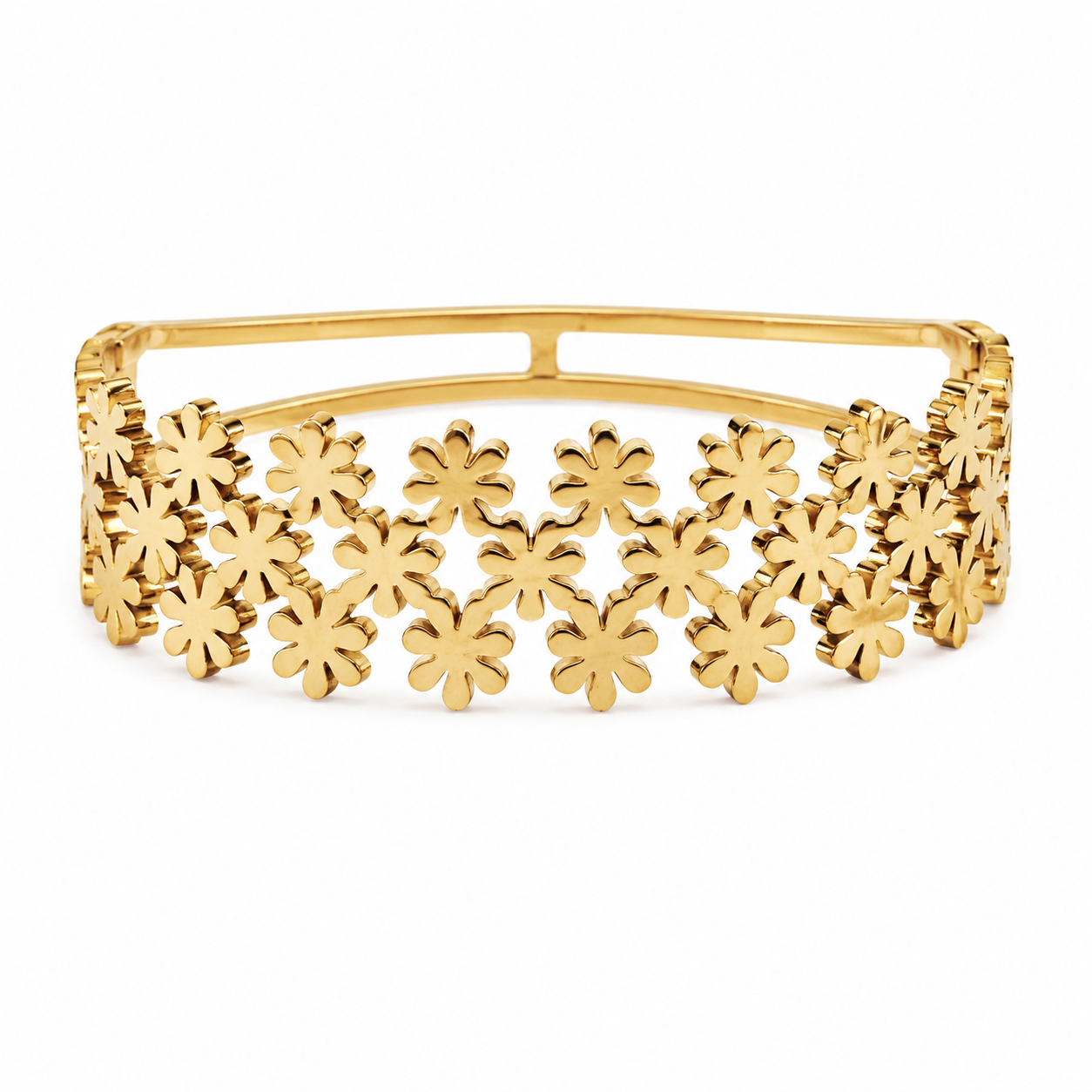 Bloom Floral Cuff Bangle – Stainless Steel