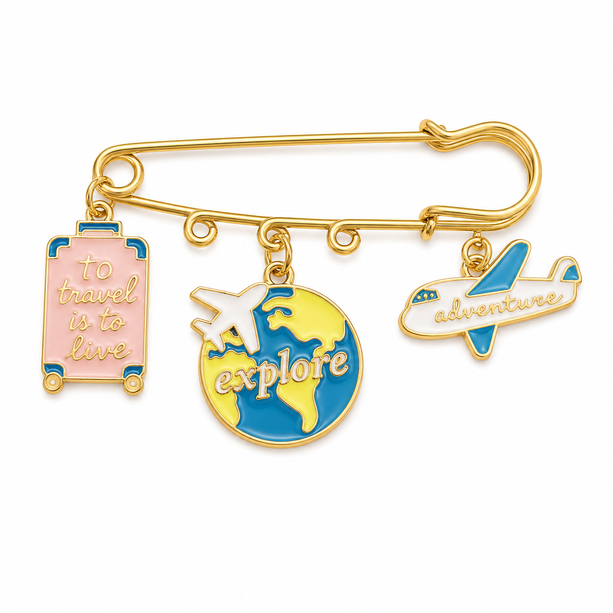 Wanderlust Travel Charm Brooch