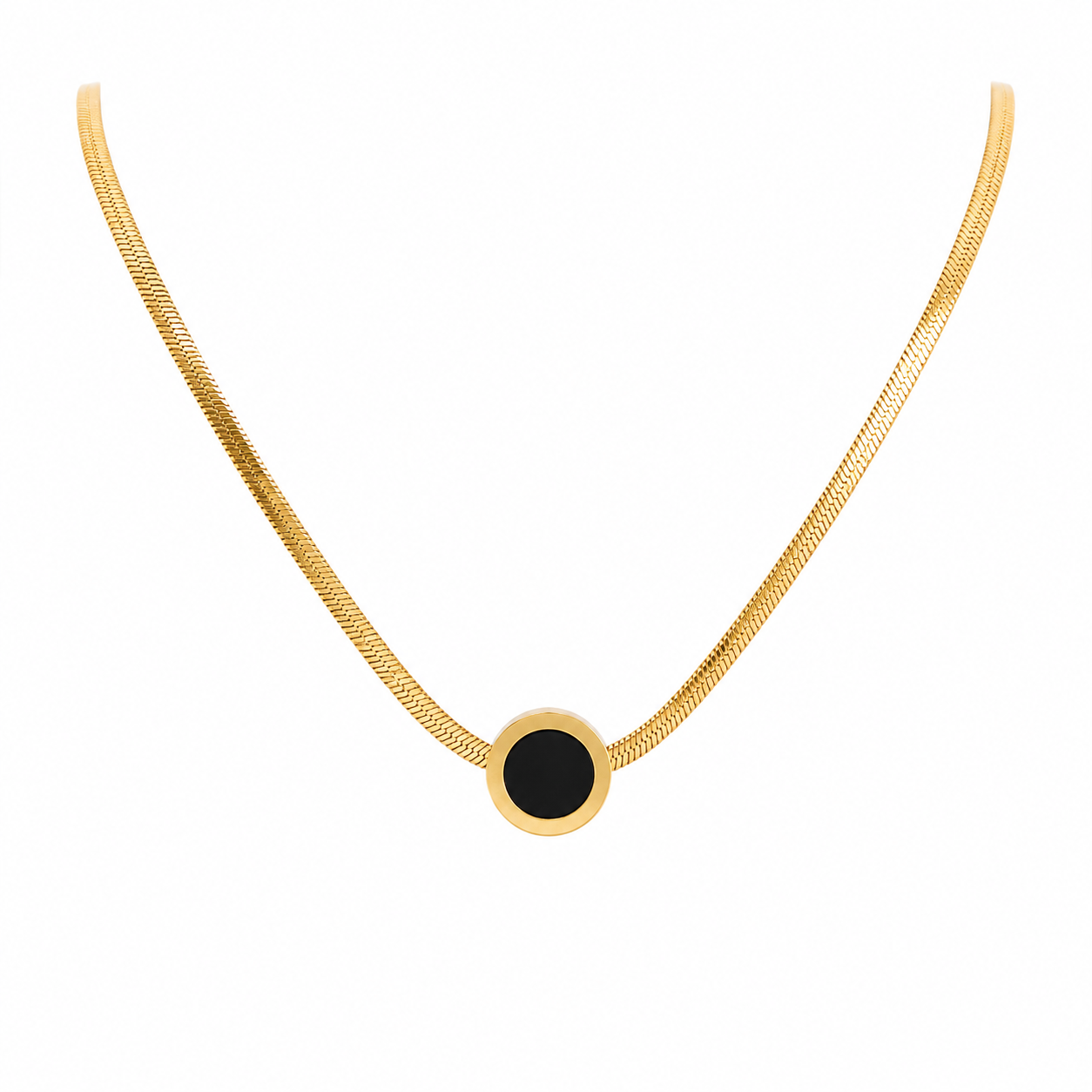 Luna Black Disc Stainless Steel Necklace