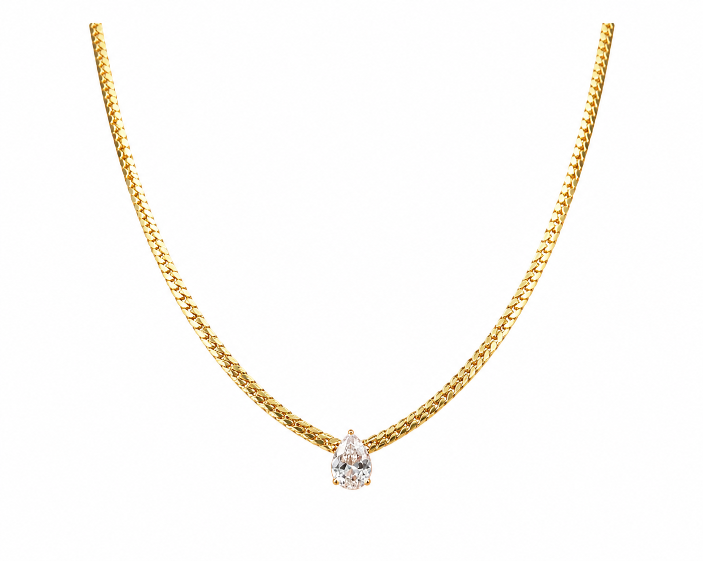 Aurora Teardrop Crystal Chain Necklace