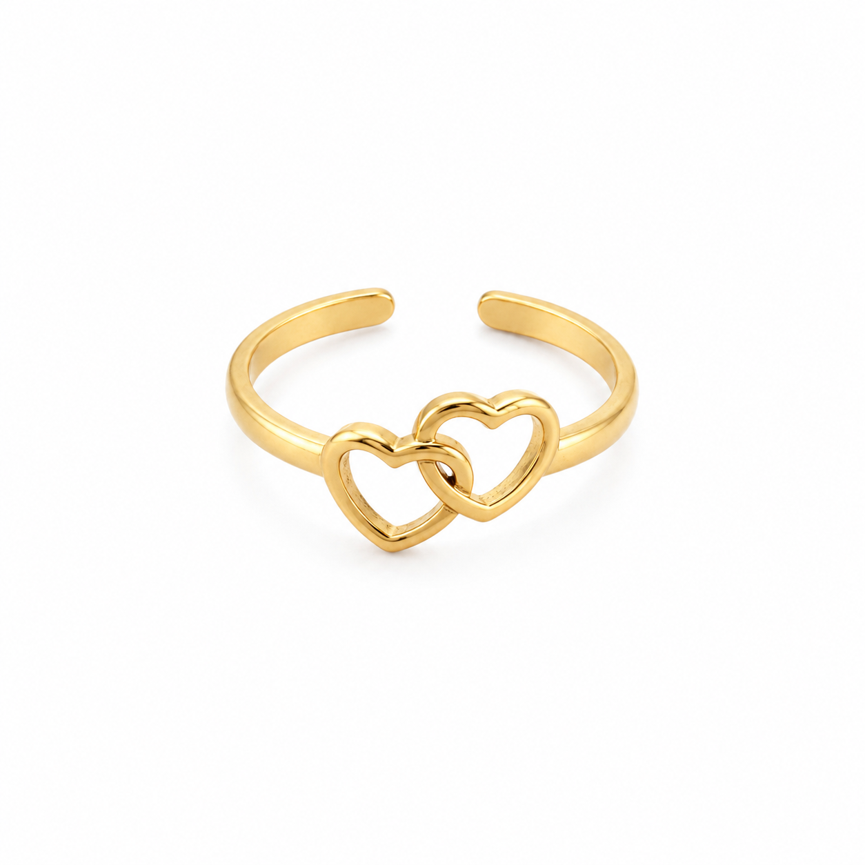 Dainty Double Heart Adjustable Ring