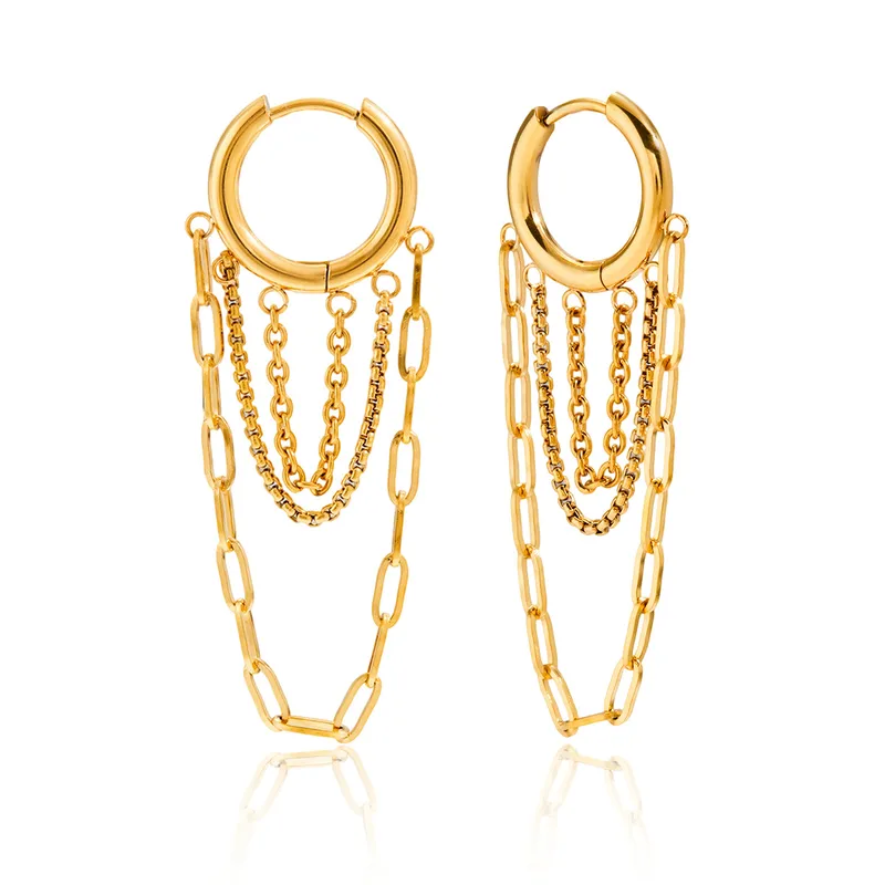 Layered Chain Hoop Earrings