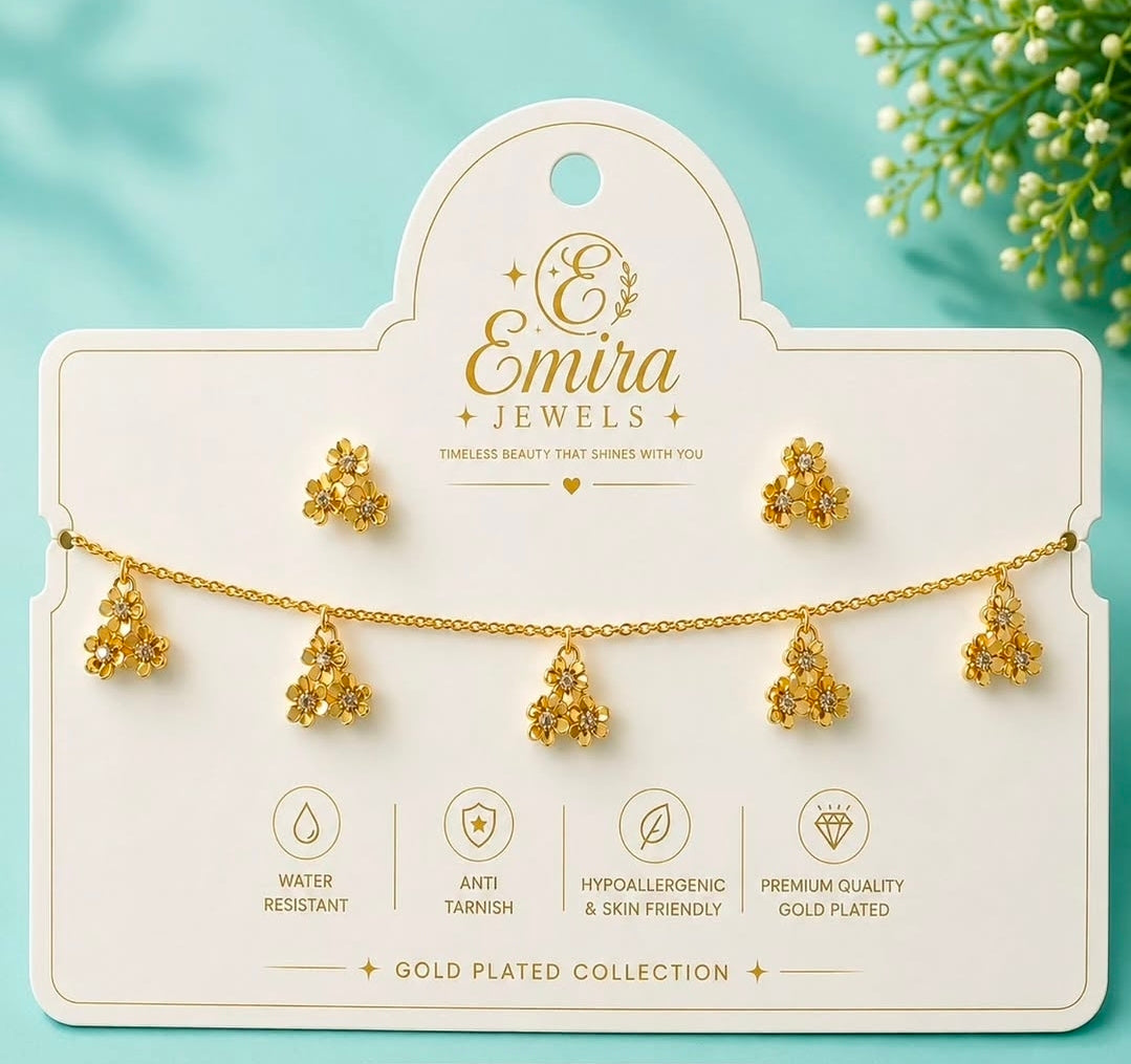 Flower Charms Necklace Set