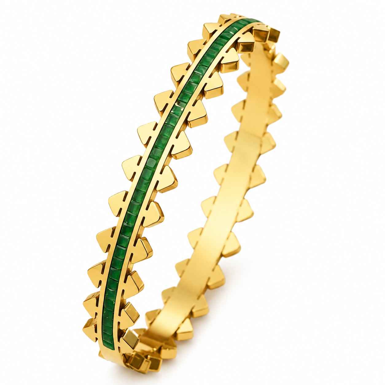Emerald Spine Stainless Steel Bangle