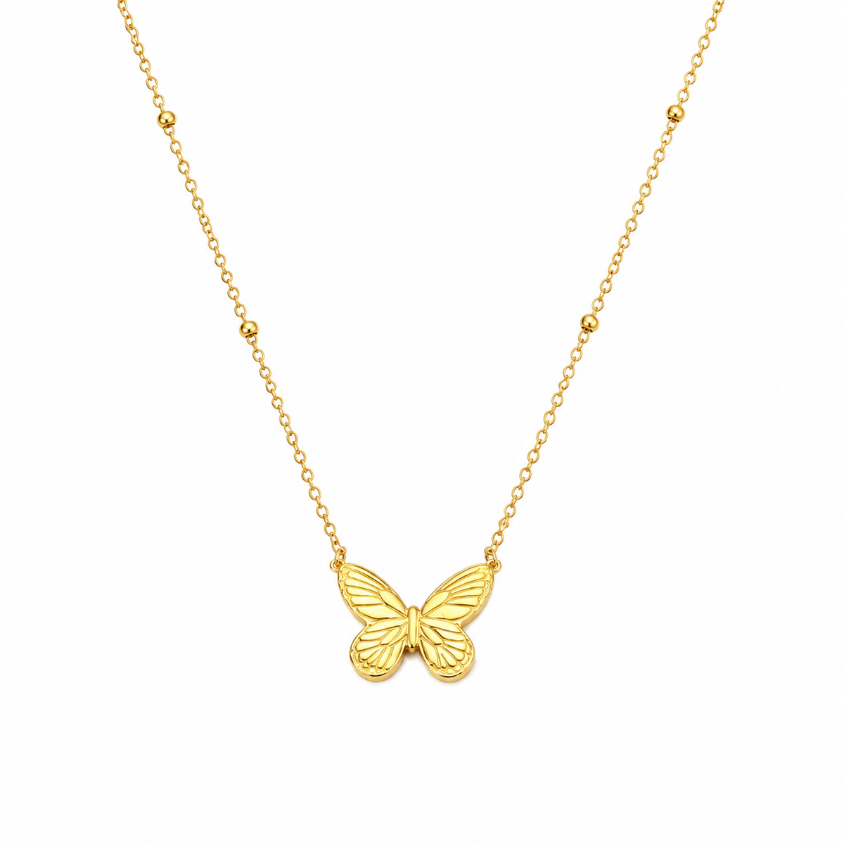 Gold-tone stainless steel butterfly charm necklace – Emira Jewels UAE
