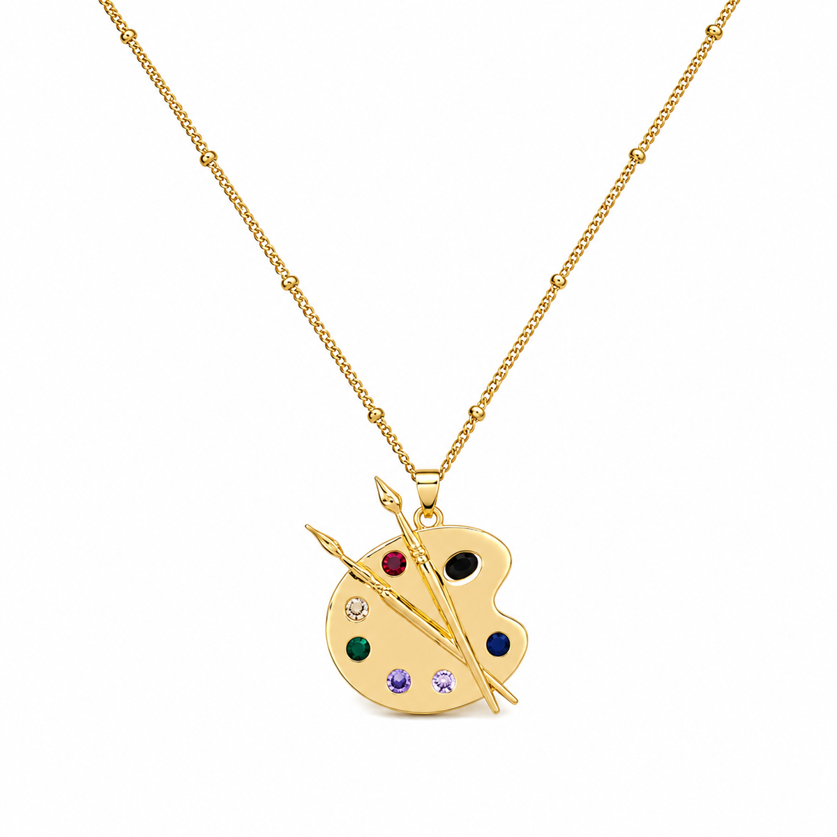 Gold-tone stainless steel artist palette charm necklace – Emira Jewels UAE