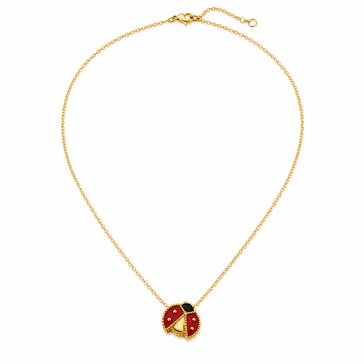 Gold-tone stainless steel ladybug pendant necklace – Emira Jewels UAE