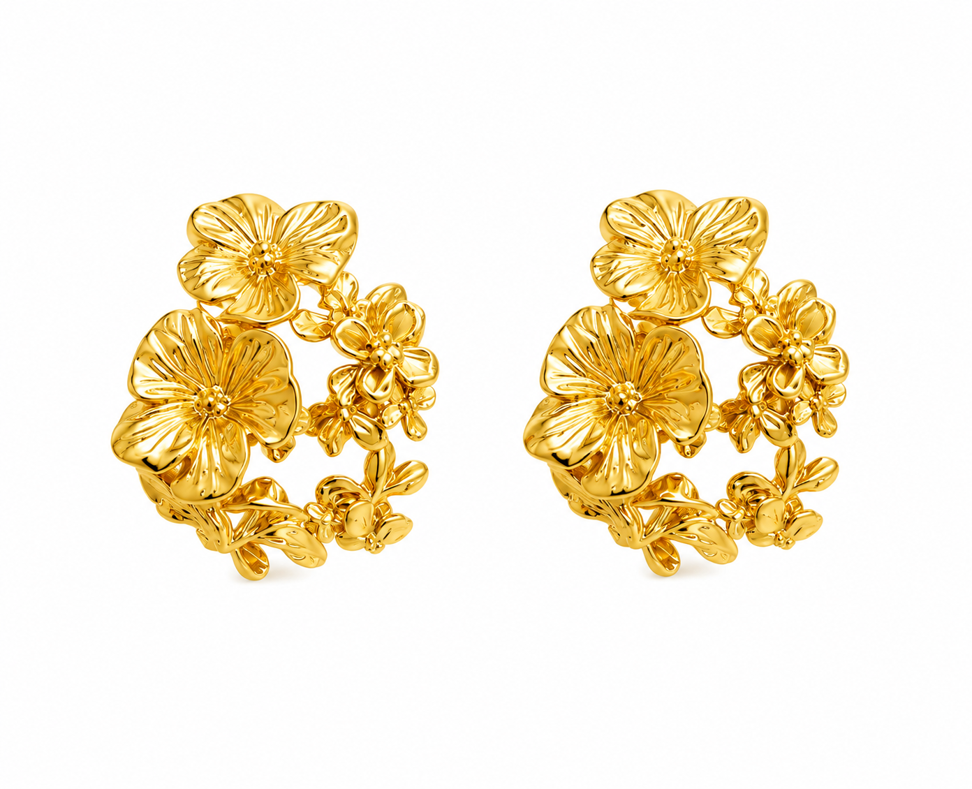 Golden Bloom Floral Earrings