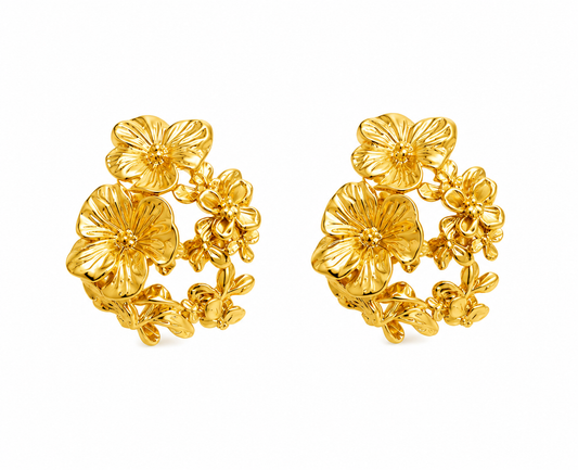 Golden Bloom Floral Earrings