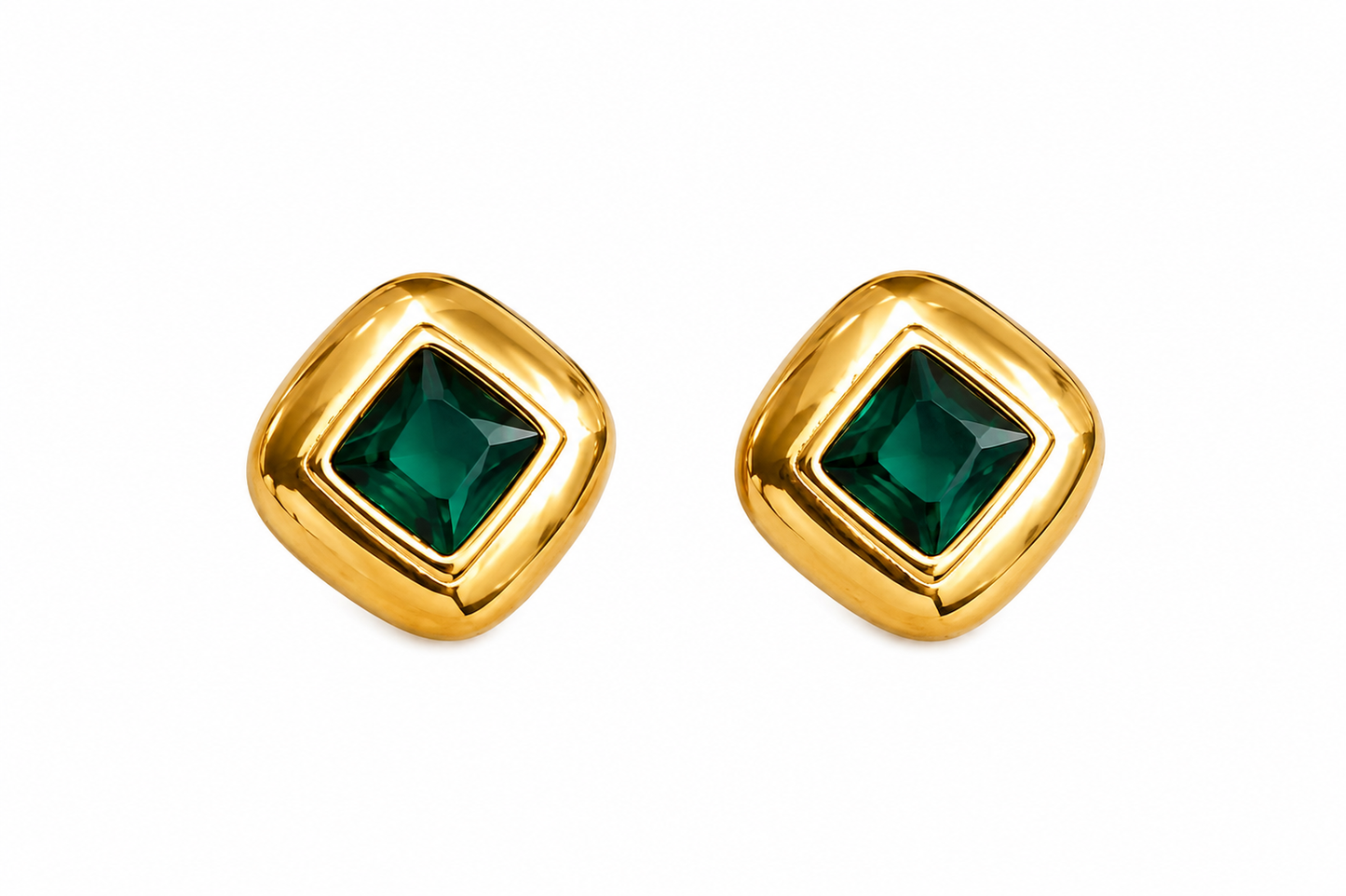 Emerald Glow Stud Earrings