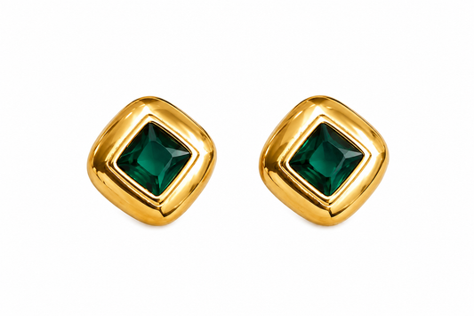 Emerald Glow Stud Earrings