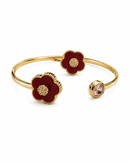 Scarlet Bloom Open Cuff Bracelet