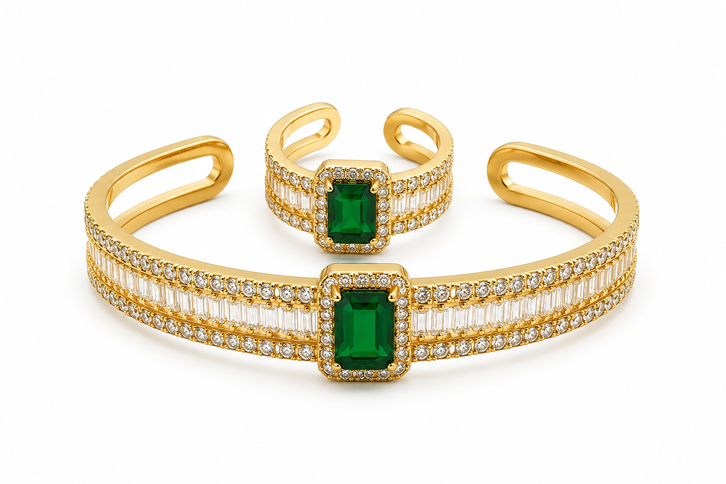 Emerald Radiance Cuff & Ring Set
