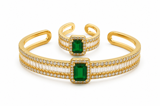 Emerald Radiance Cuff & Ring Set
