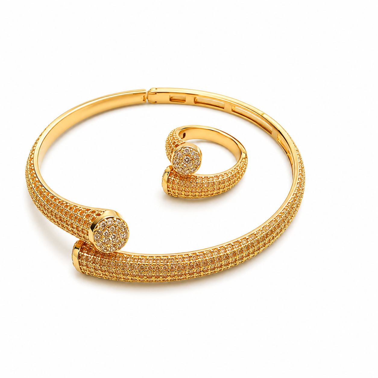 Aurora Luxe Gold-Plated Bangle & Ring Set