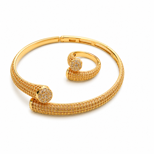 Aurora Luxe Gold-Plated Bangle & Ring Set