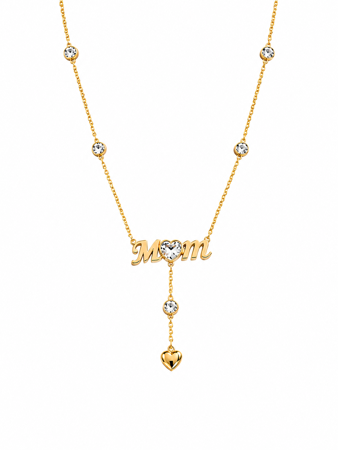 Mom Heart Lariat Necklace