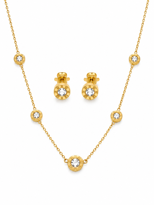 Celeste Roman Crystal Necklace & Earrings Set