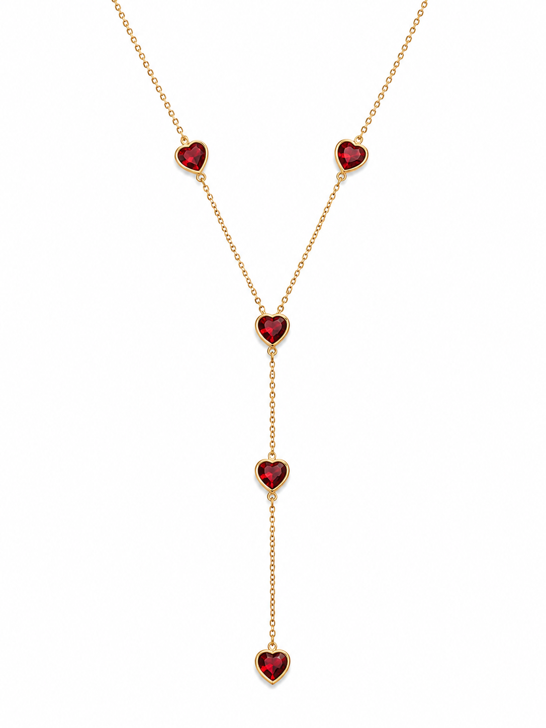 Ruby Heart Cascade Necklace