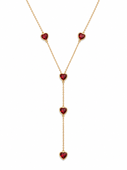 Ruby Heart Cascade Necklace
