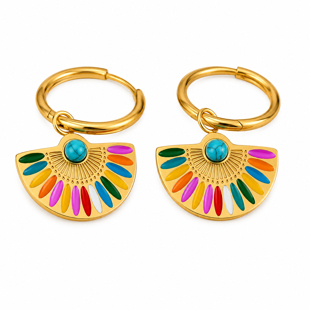 Bohemian Sunburst Hoop Earrings