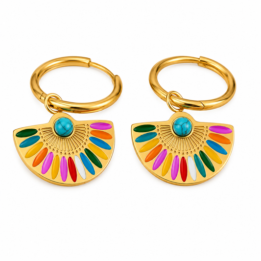 Bohemian Sunburst Hoop Earrings