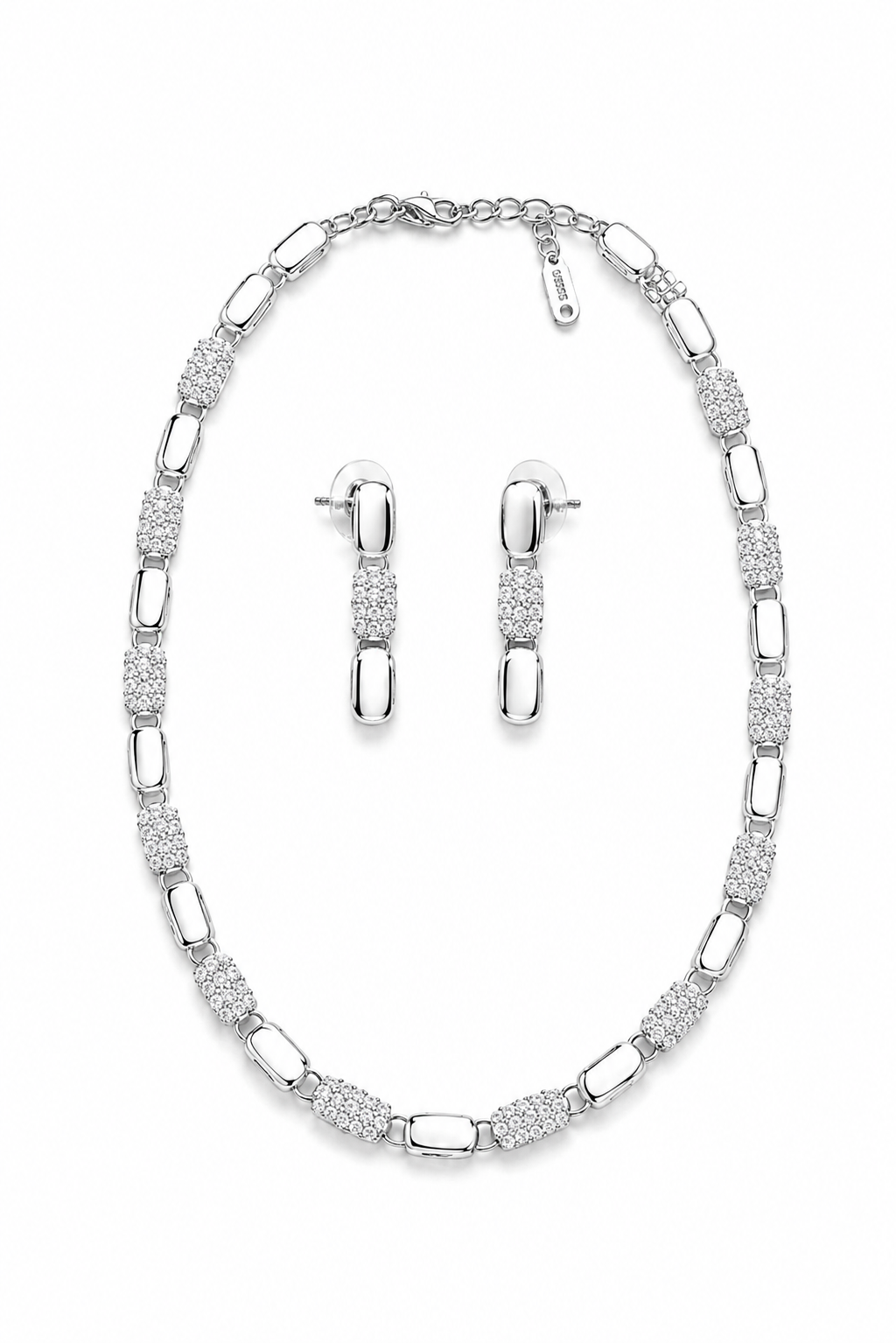 Luna Spark Silver Plated Necklace & Earrings Set