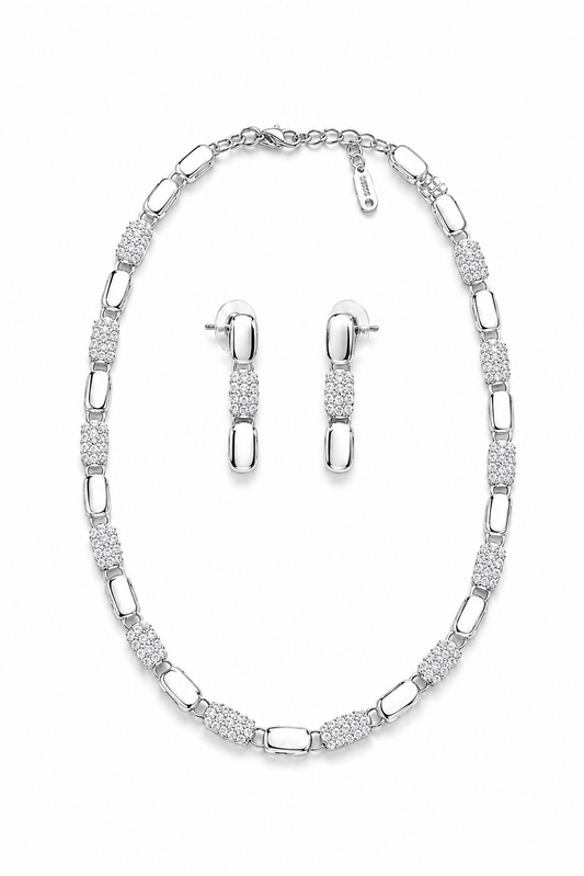 Luna Spark Silver Plated Necklace & Earrings Set