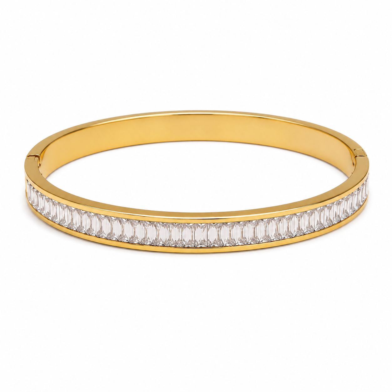 Crystal Edge Stainless Steel Bangle