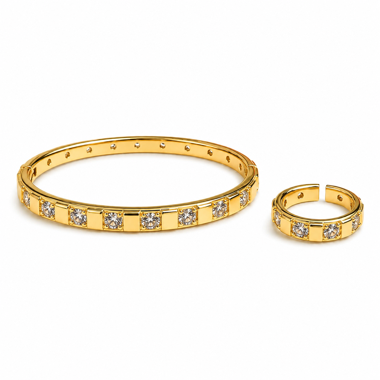 Luna Spark Gold Plated Bracelet & Ring Set