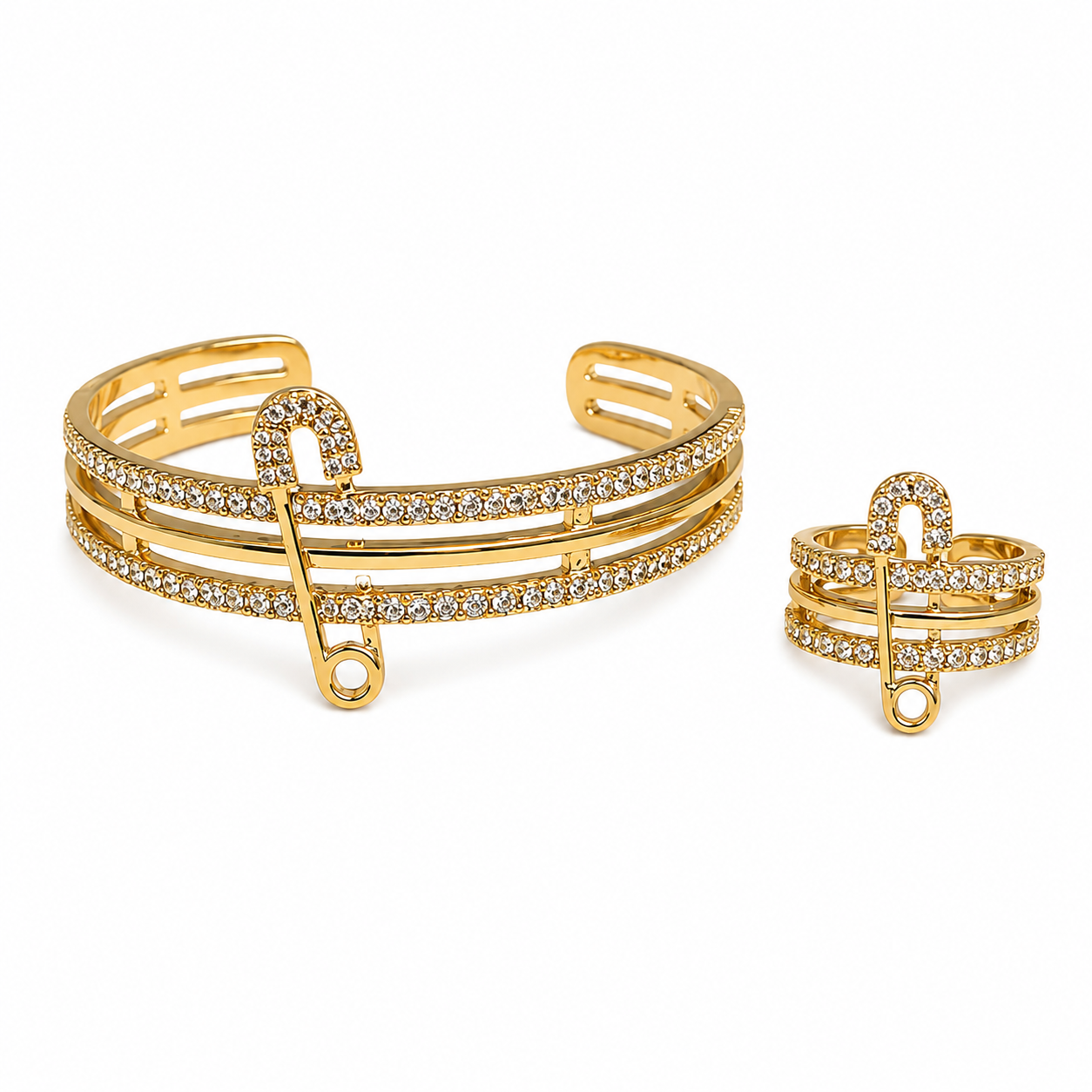 Luxe Pin Gold Plated Bracelet & Ring Set