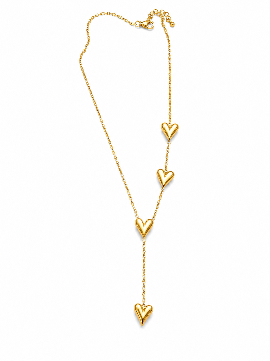 Golden Hearts Lariat Necklace