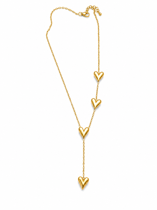 Golden Hearts Lariat Necklace
