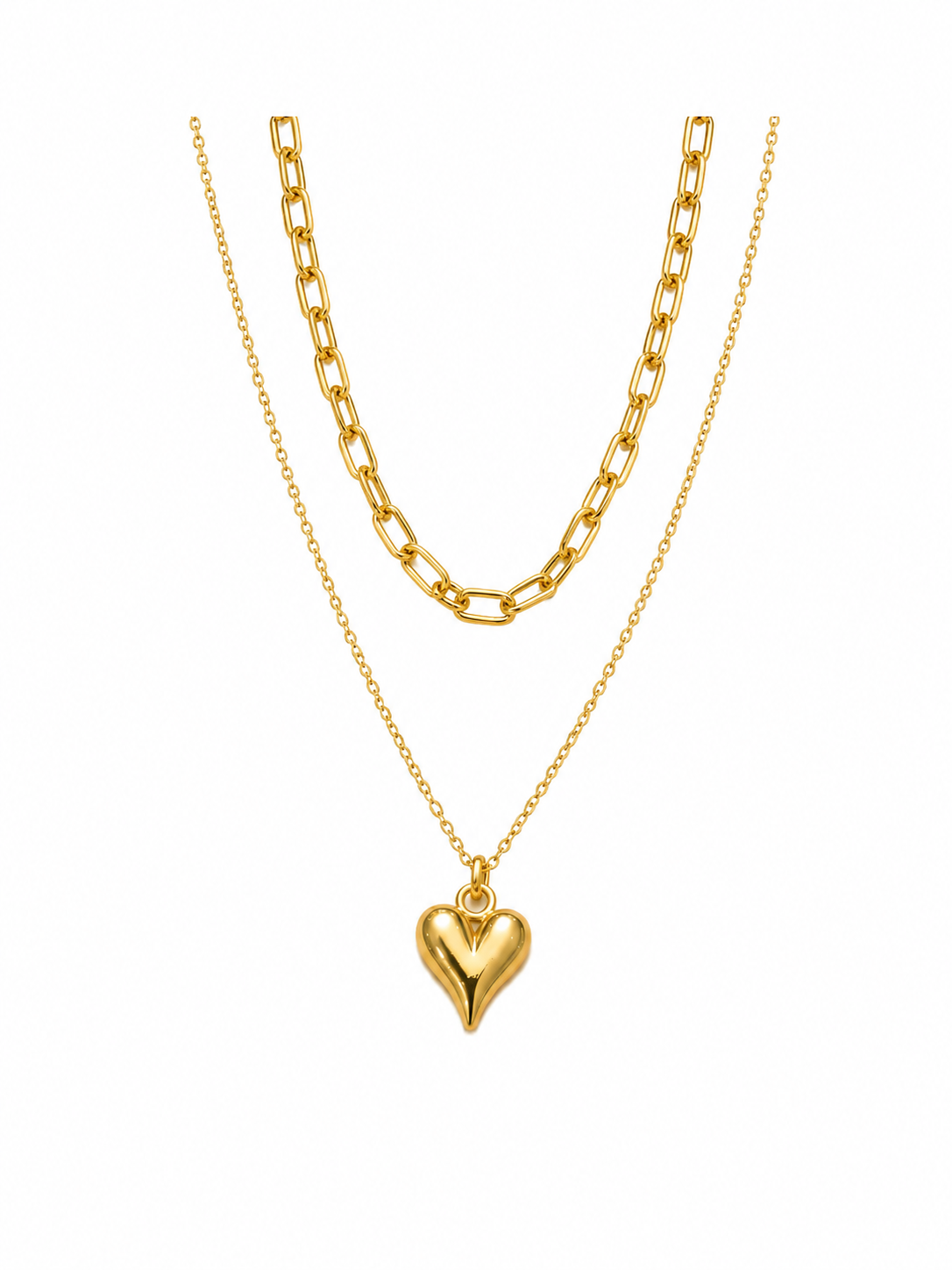Layered Heart Charm Necklace