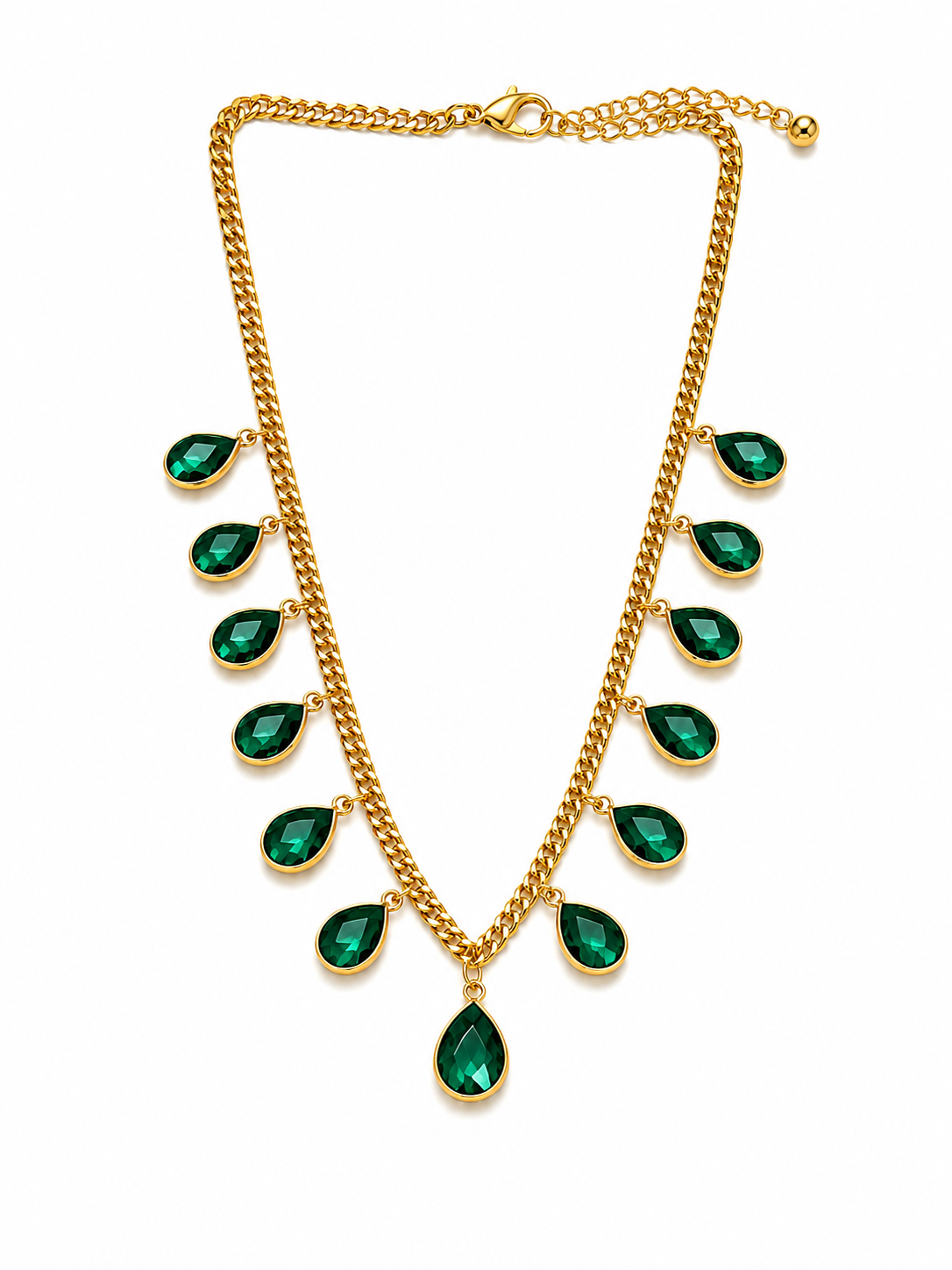 Emerald Cascade Teardrop Necklace
