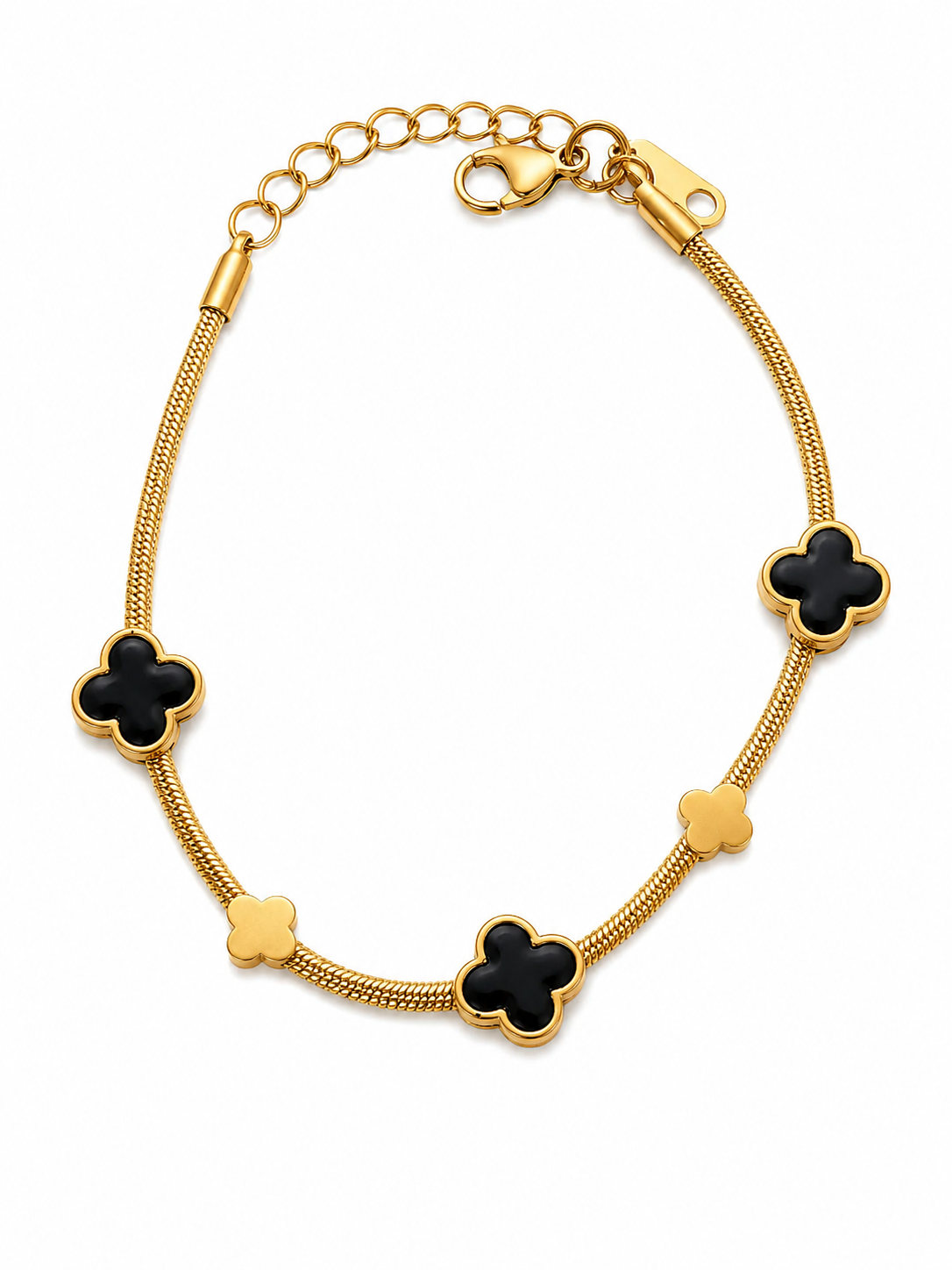 Midnight Clover Charm Bracelet