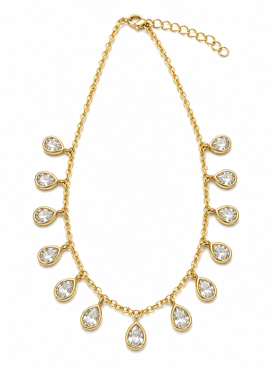 Crystal Teardrop Fringe Necklace