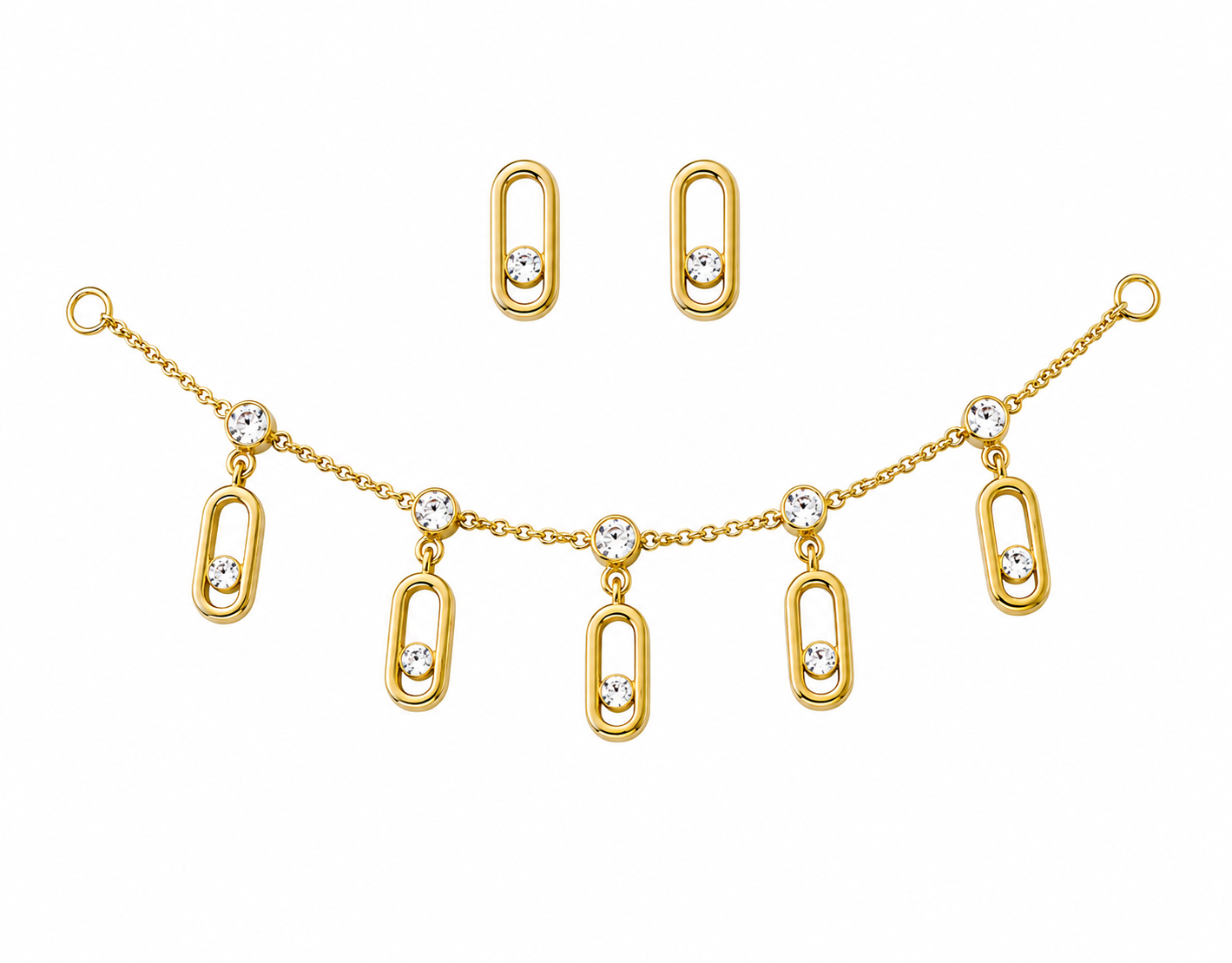Aurora Crystal Gold Plated Necklace & Earrings Set