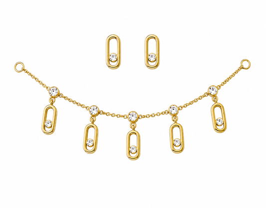 Aurora Crystal Gold Plated Necklace & Earrings Set